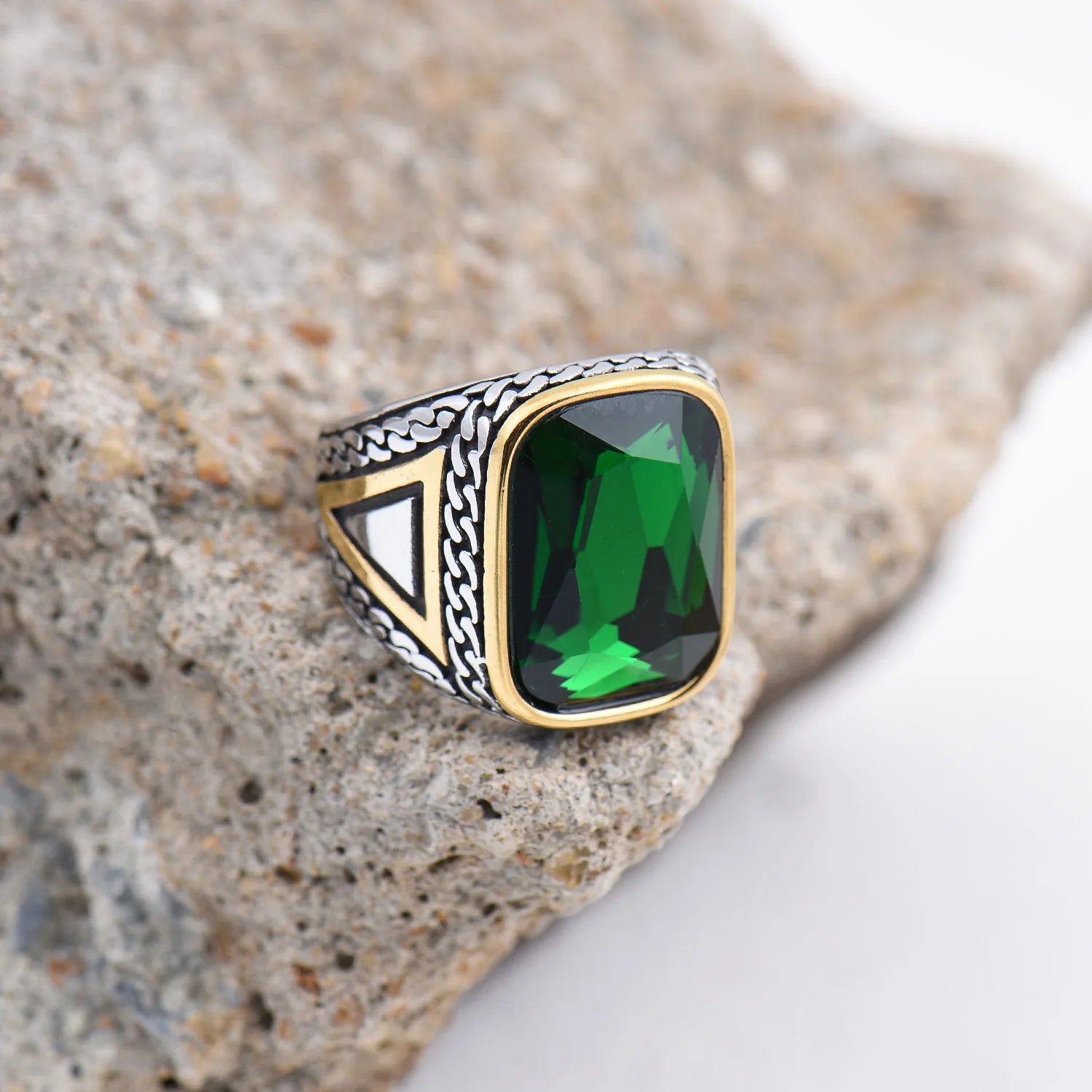 R3427 خواتم رجالية عالية الجودة من الفولاذ المقاوم للصدأ 316L مرصعة بأحجار العقيق الأسود المتنوعة، مجوهرات عصرية