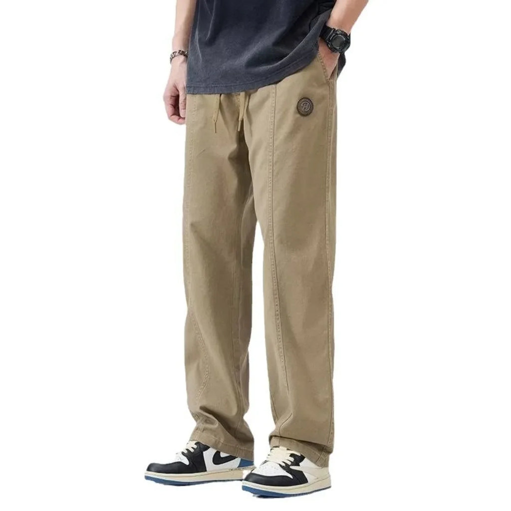 Versatile  Hot Selling Men's Casual Pants Straight Leg Wide Leg Pants with Drawstring Solid Color Men's Fashion Loose Version
