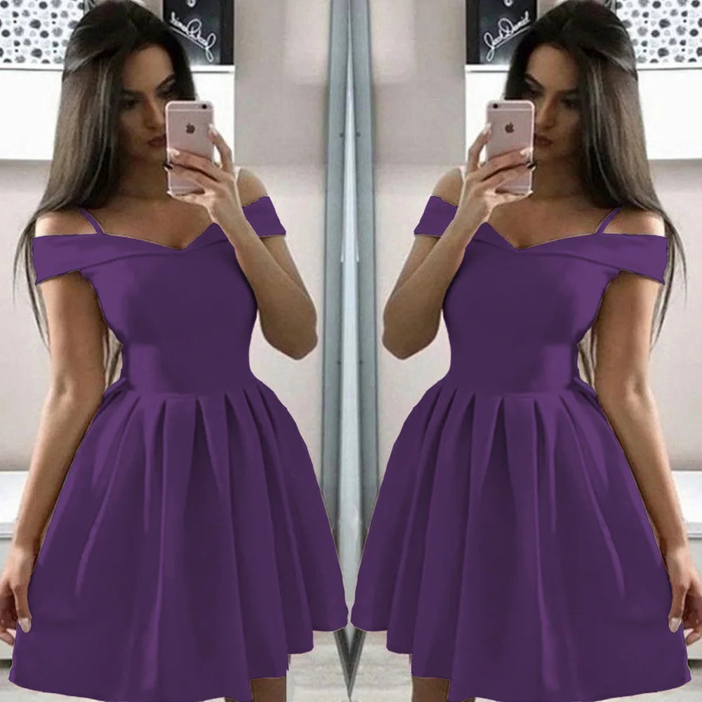 Sexy Solid Color Strap Sling Ties Waistless Sleeveless Dress Women 2025 Summer Elegant One-length Pleated Mini Dress For Women