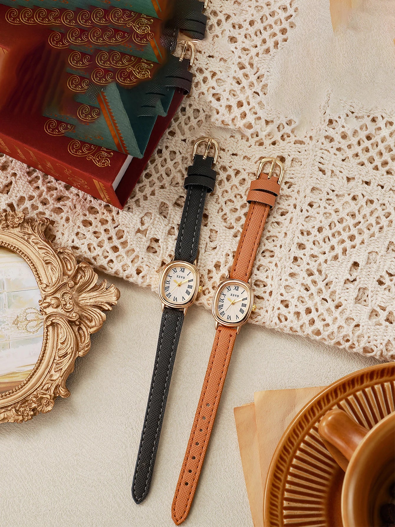 ساعة كوارتز نسائية أنيقة وبسيطة بسوار جلدي، مناسبة كهدية للهالوين أو الكريسماس