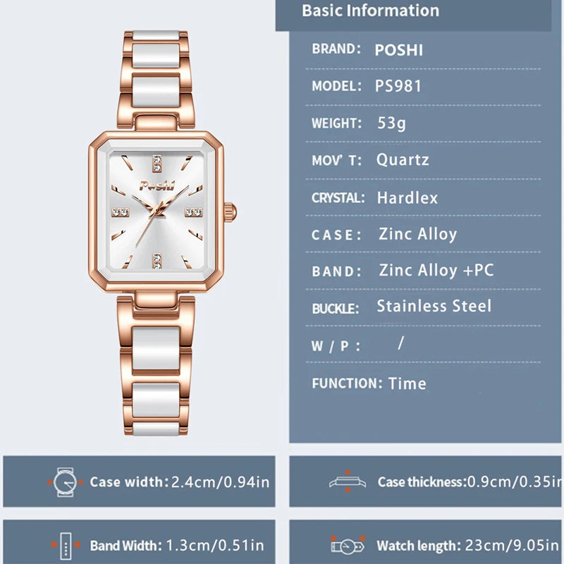 ساعة بوشي 981 كوارتز من ماركة رائدة، ساعة يد نسائية أنيقة بتصميم أصلي وبسيط، سوار أنيق للسيدات.