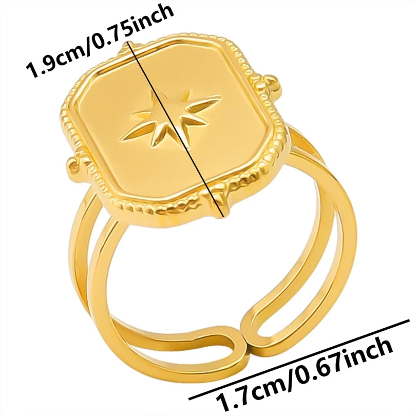 خمس قطع من حلقات قابلة للتعديل مطلية بالذهب ومصنوعة من الفولاذ المقاوم للصدأ، مثالية للنساء، هدية رائعة للفتيات، لا يتغير لونها أبداً.