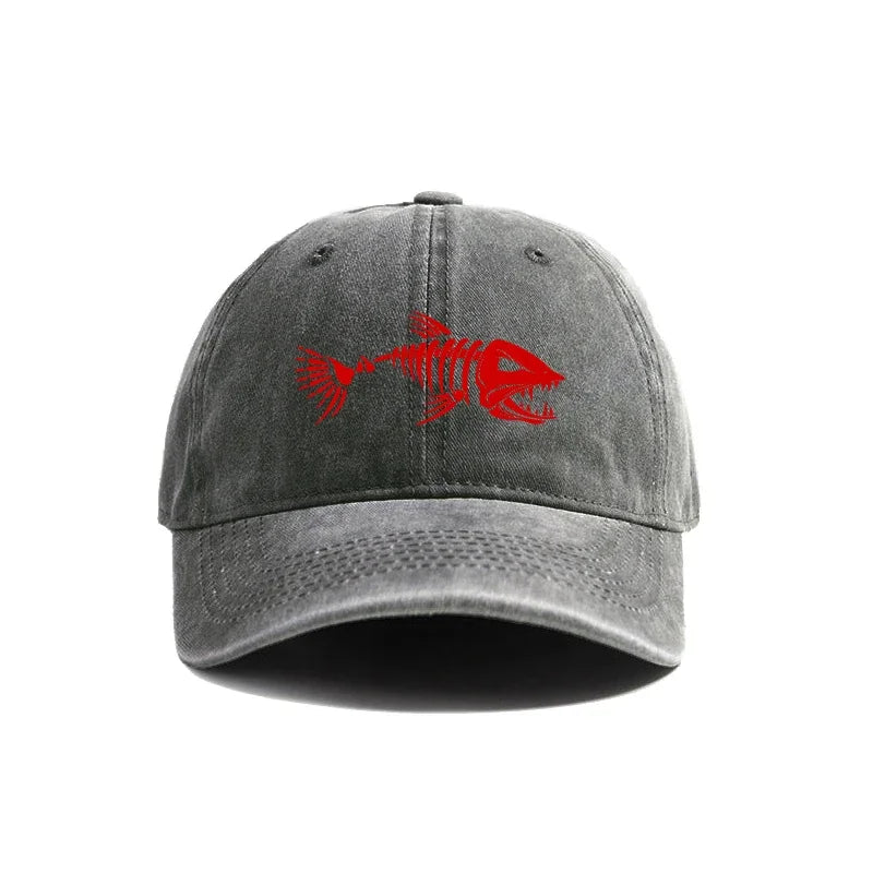 قبعات بيسبول صيفية بتصميم هيكل عظمي للصيد للرجال، قبعات صيفية بتصميم هيكل عظمي للصيد للرجال، قبعات MZ-496