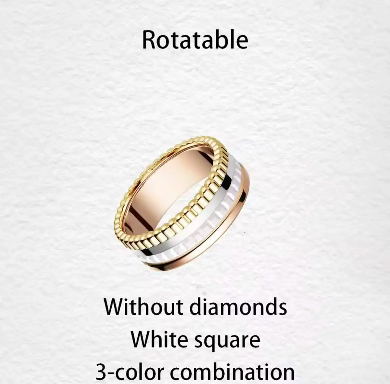 خواتم دوارة فاخرة على الطراز الفرنسي للرجال والنساء قابلة للدوران مصنوعة من مادة الموزانيت عالية الجودة باللونين الأسود والأبيض هدية للمهرجانات