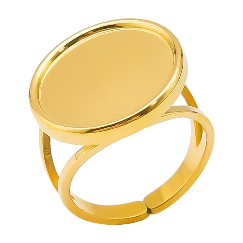 خمس قطع من حلقات قابلة للتعديل مطلية بالذهب ومصنوعة من الفولاذ المقاوم للصدأ، مثالية للنساء، هدية رائعة للفتيات، لا يتغير لونها أبداً.