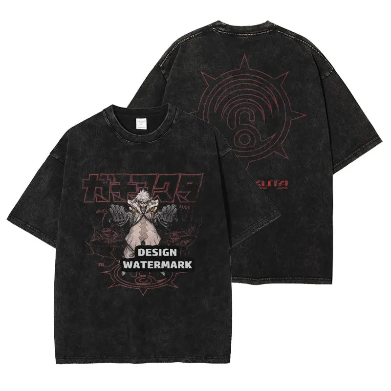 Bandai Gachiakuta T-shirts Vintage Washed Surebrec Rudo T Shirt Manga Anime T-shirt Retro Tops Tees Man Cotton