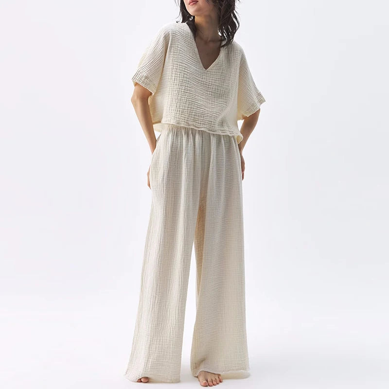 قميص نسائي أنيق من القطن بنسبة 100%، تي شيرت مثير برقبة على شكل حرف V وأكمام قصيرة، قميص فضفاض غير رسمي من الشاش، ملابس الشارع، Ropa Mujer Camisetas