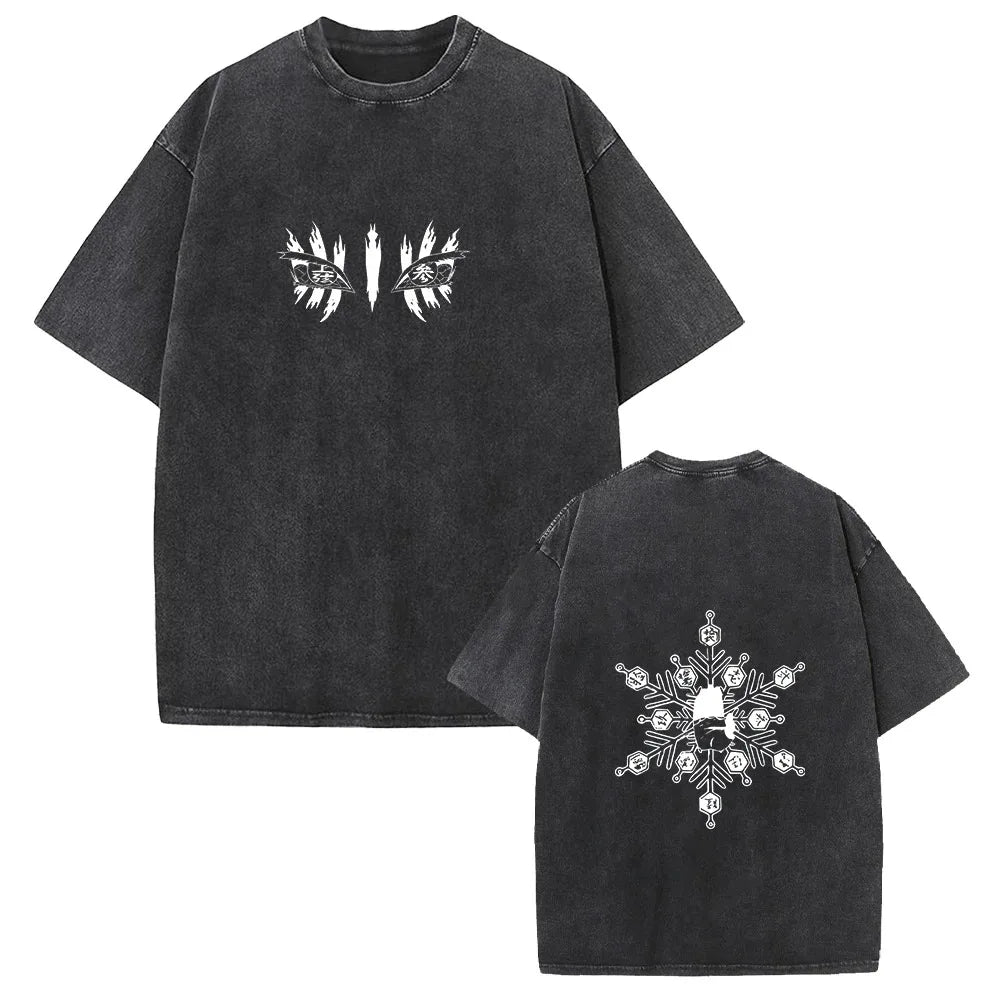 تي شيرت مانجا قاتل الشياطين أكازا كويوكي جرافيك مغسول مقاس كبير Y2K تي شيرت بأكمام قصيرة قطن ناعم ملابس رجالية ونسائية