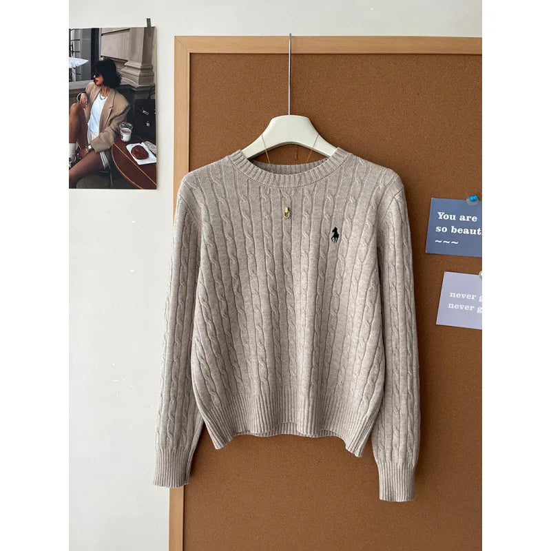 Women's Cashmere Knitted Sweater Embroidered Autumn Winter Layering Base Twist Knitwear Stylish Commute City Style Long Sleeve