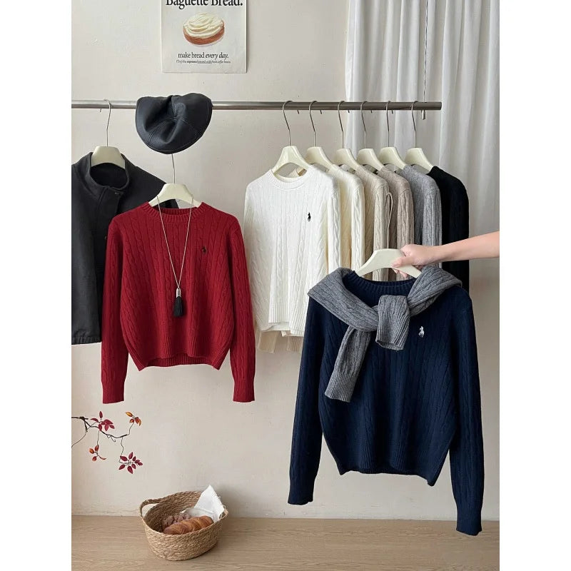 Women's Cashmere Knitted Sweater Embroidered Autumn Winter Layering Base Twist Knitwear Stylish Commute City Style Long Sleeve