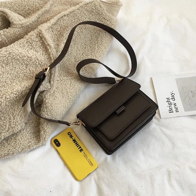 حقيبة يد صغيرة فاخرة بتصميم أنيق للنساء، مصنوعة من جلد البولي يوريثان عالي الجودة، مناسبة للاستخدام اليومي، بلون موحد، بتصميم كلاسيكي، حقيبة كروسبودي، حقيبة مراسلة