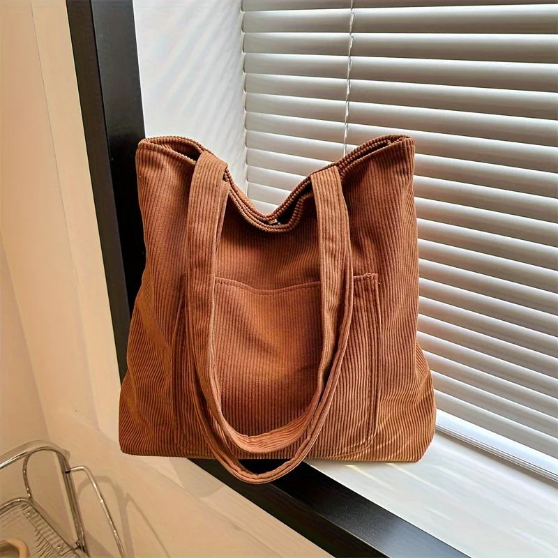 حقائب كتف نسائية من قماش مخملي كبير الحجم مزودة بإبزيم وحقيبة تسوق كاجوال أنيقة للتنقل