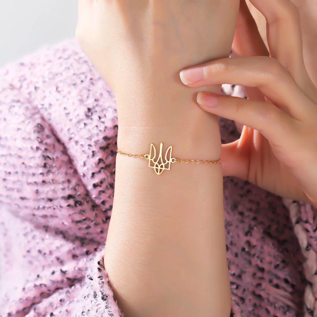 أساور كازادور، رمز أوكرانيا الوطني، للنساء والرجال، مصنوعة من الفولاذ المقاوم للصدأ، مزينة بخرز وسلسلة، تُعدّ هدية مثالية من المجوهرات الأوكرانية.