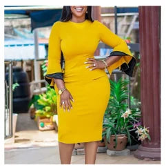 Elegant African Dresses for Women Spring Summer Africa Clothing Office Lady Party Slim Dress Dashiki Ankara clothes for women