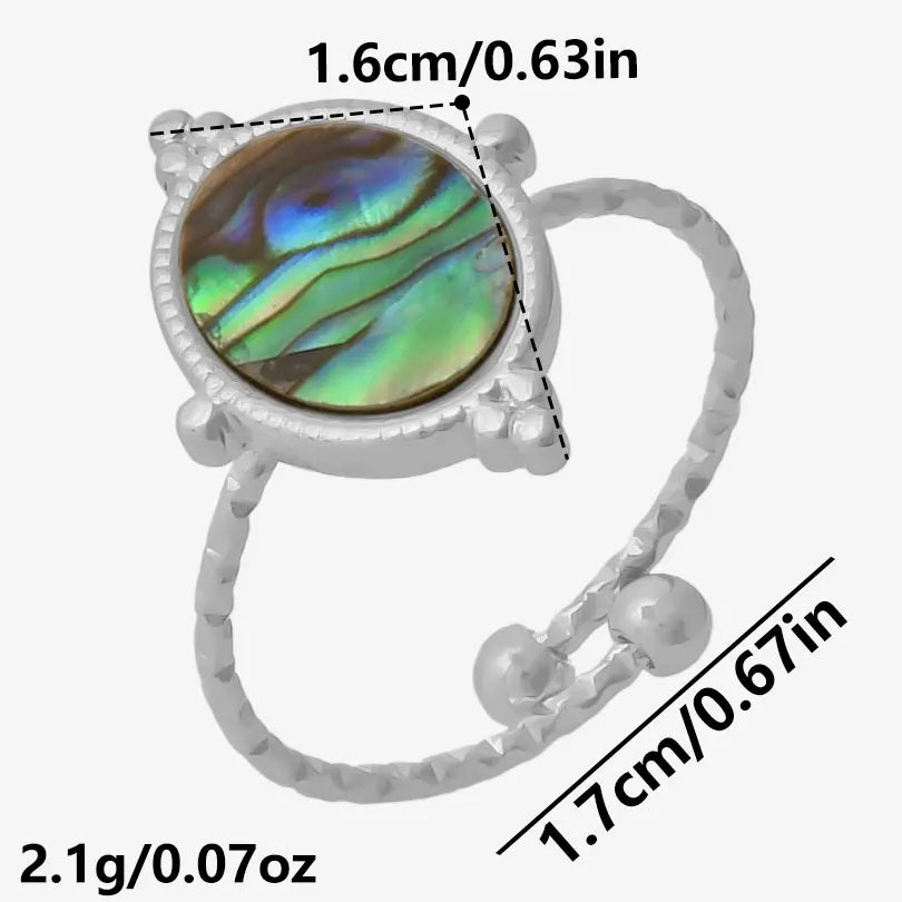 خاتم واحد عصري من الفولاذ المقاوم للصدأ، بتصميم هندسي مستوحى من البحر الطبيعي، مفتوح وسميك، بنمط صدفة بحرية، قطعة واحدة، مجوهرات نسائية عتيقة غير منتظمة