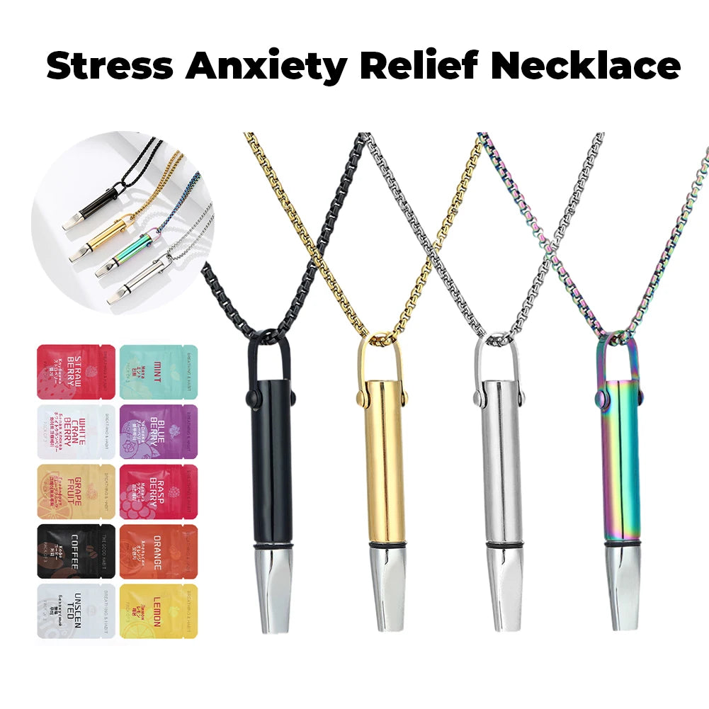 قلادة تنفس مع فلتر قطني من الفولاذ التيتانيوم، مقاومة للتآكل، قلادة اليقظة الذهنية لأداة الإقلاع عن التدخين