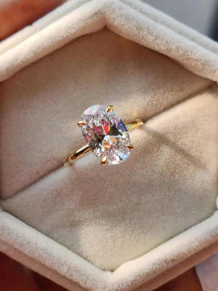 خاتم فضة إسترليني عيار 925 مرصع بحجر زركون بيضاوي لامع بوزن 1-8 قيراط، خاتم فاخر عالي الجودة للنساء، مناسب للخطوبة والزفاف