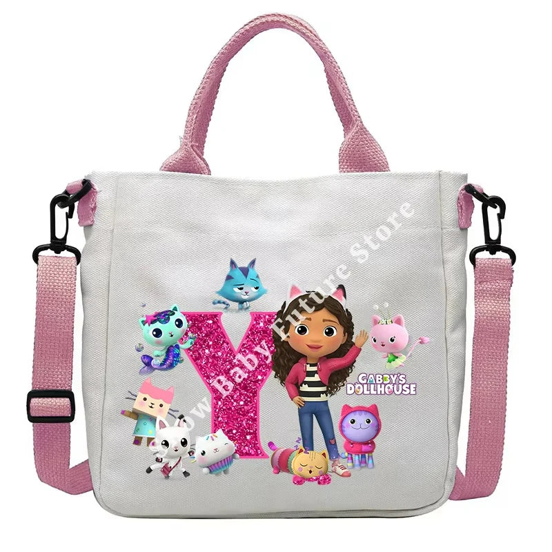 حقيبة كتف أنيقة بتصميم بيوت الدمى غابي للأولاد والبنات على شكل أنمي وحقيبة حمل أنيقة عليها حروف كرتونية وحقيبة يد من القماش وحقيبة كروس بودي وهدايا أعياد الميلاد
