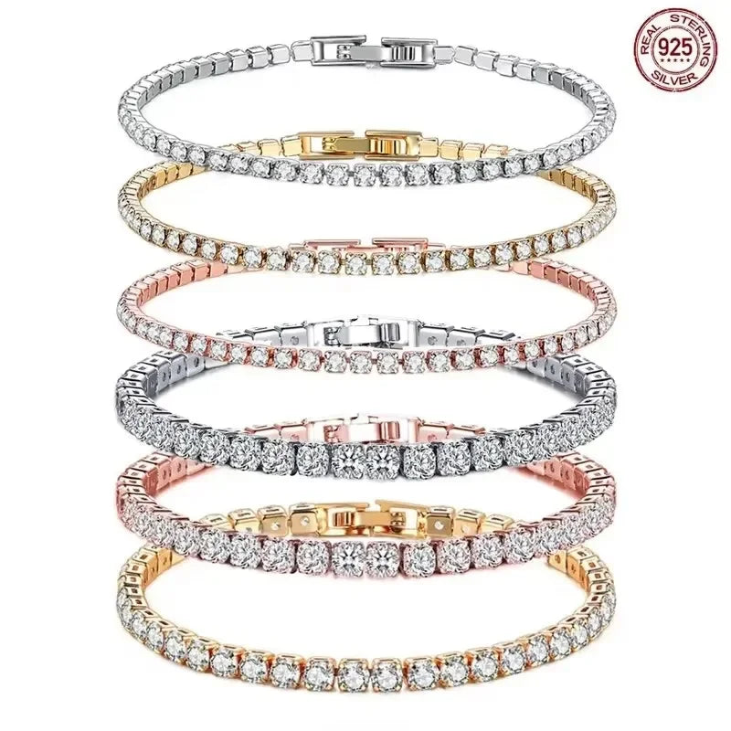 سوار تنس فضي 925 عالي الجودة، أزياء هيب هوب رائعة، تصميم أصلي للرجال والنساء، هدية مجوهرات السوار