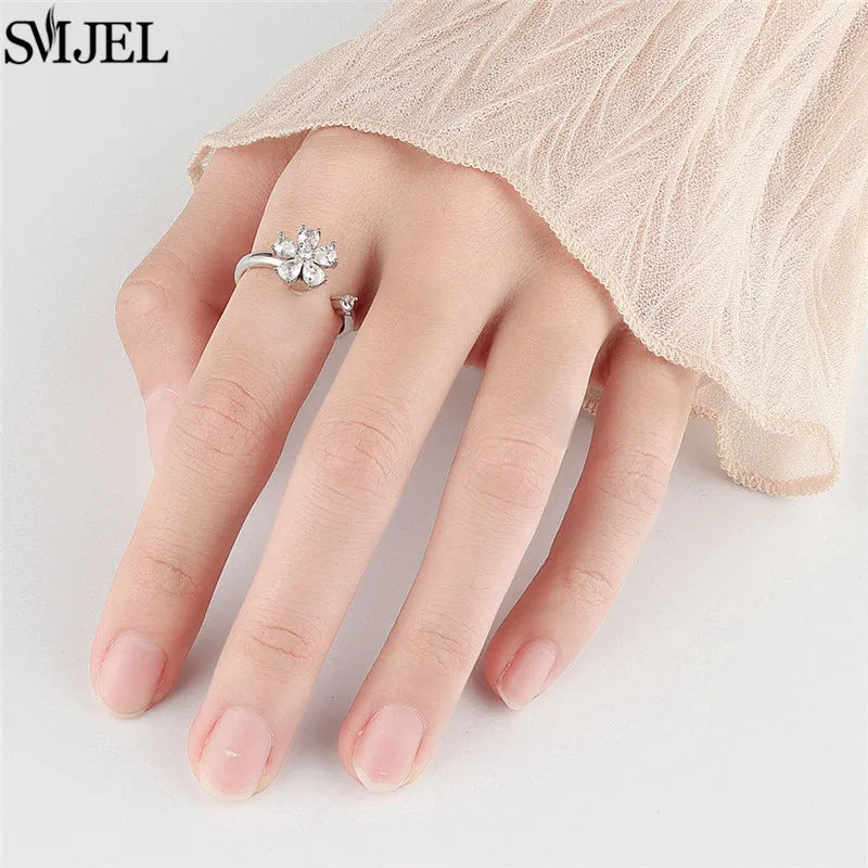 خواتم فاخرة دوارة على شكل حيوانات لتخفيف التوتر للنساء، خواتم دوارة لطيفة على شكل زهرة وقلب ويعسوب، خاتم مضاد للتوتر، مجوهرات زفاف