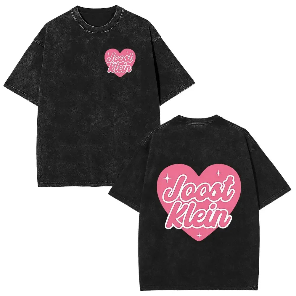 تي شيرت رجالي صيفي 2025 مطبوع عليه شعار جوست كلاين بتصميم ريترو مغسول، تي شيرت يوروبا، تي شيرت رجالي كاجوال من القطن الخالص بتصميم هيب هوب، مقاس كبير