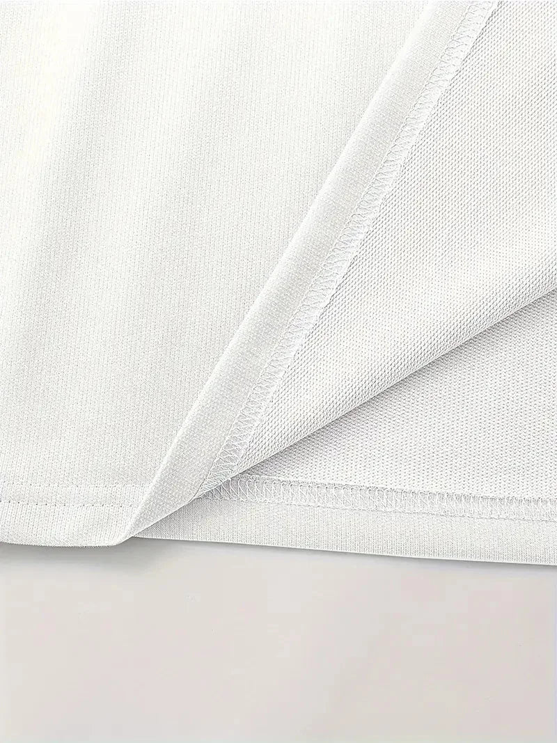 تيشيرت رجالي صيفي عصري مصنوع من القطن الخالص 100%، بتصميم فضفاض وطبعة حروف ونقشة ملاك، وياقة دائرية وأكمام قصيرة.