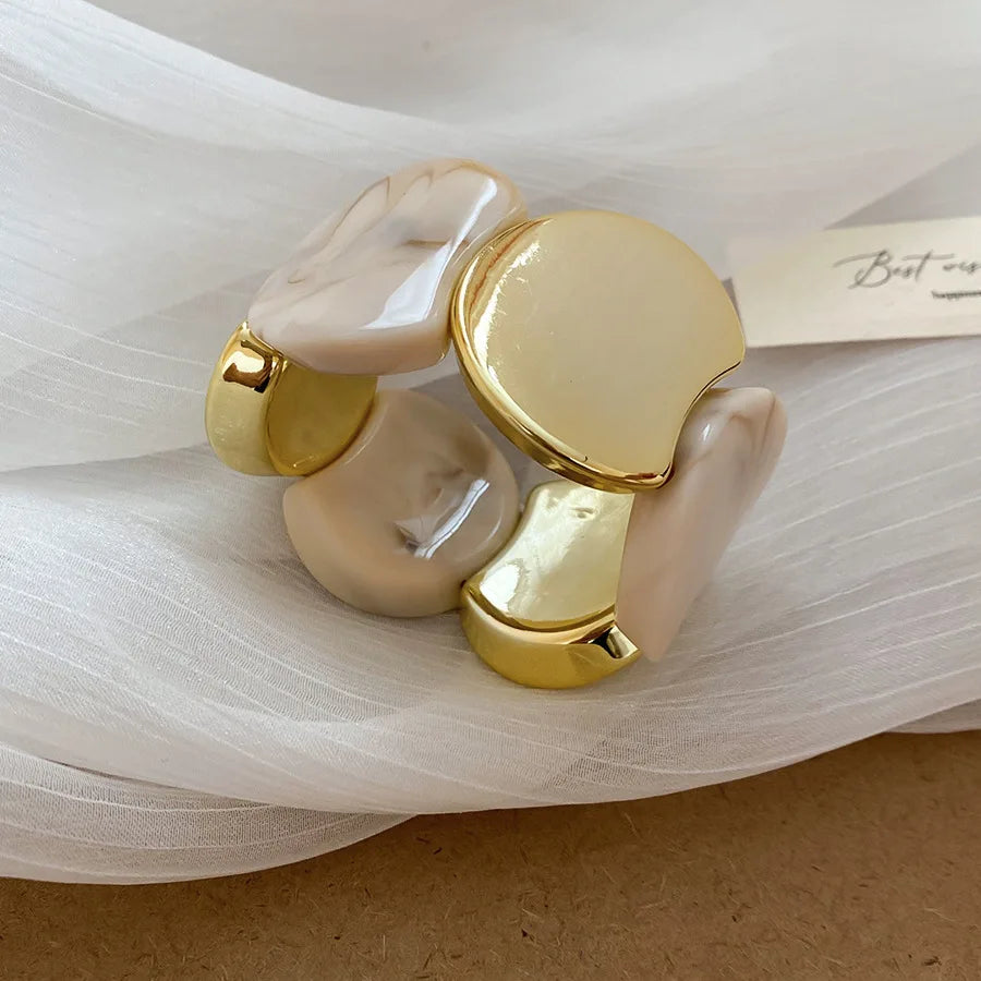 أساور من الراتنج بحبل مطاطي دائري متعدد الأنماط للنساء أساور أكريليك عتيقة ملطخة مجوهرات حفلات شخصية K1