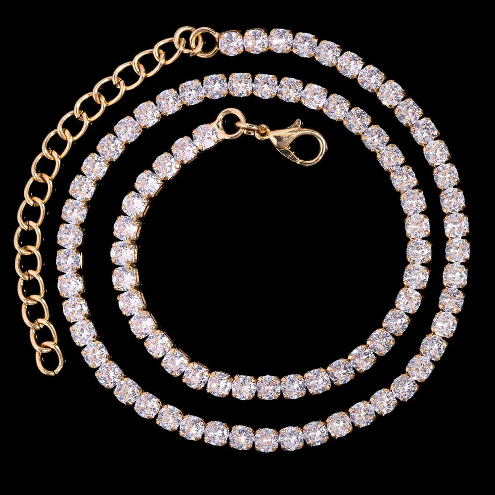 سلسلة وصلات كوبية بطول 16/18/20/22/24 بوصة للنساء والرجال، قلادات كوبية مرصعة بأحجار الراين من ميامي رومبوس، مكونة من صفين، بتصميم هيب هوب