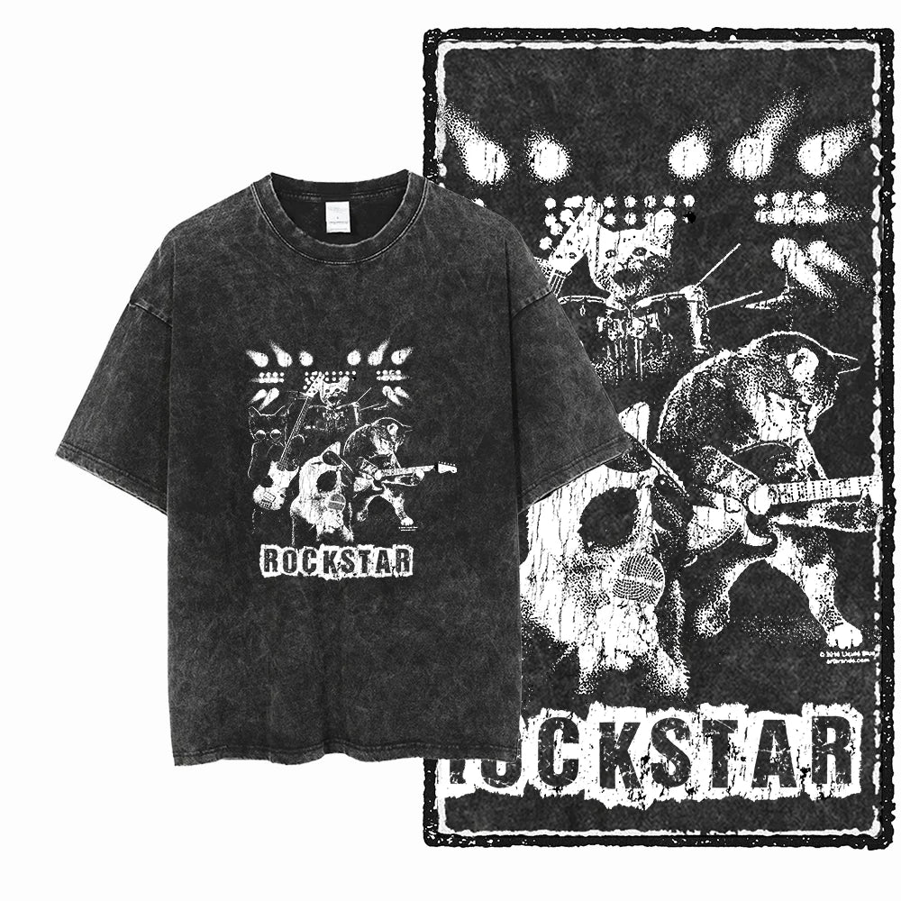 تيشيرت قطني مطبوع عليه قطة من COOLMIND DB، بتصميم حصري للجنسين، مغسول بحمض، برسومات مميزة، مناسب لملابس الشارع العصرية، متوفر بمقاسات كبيرة.