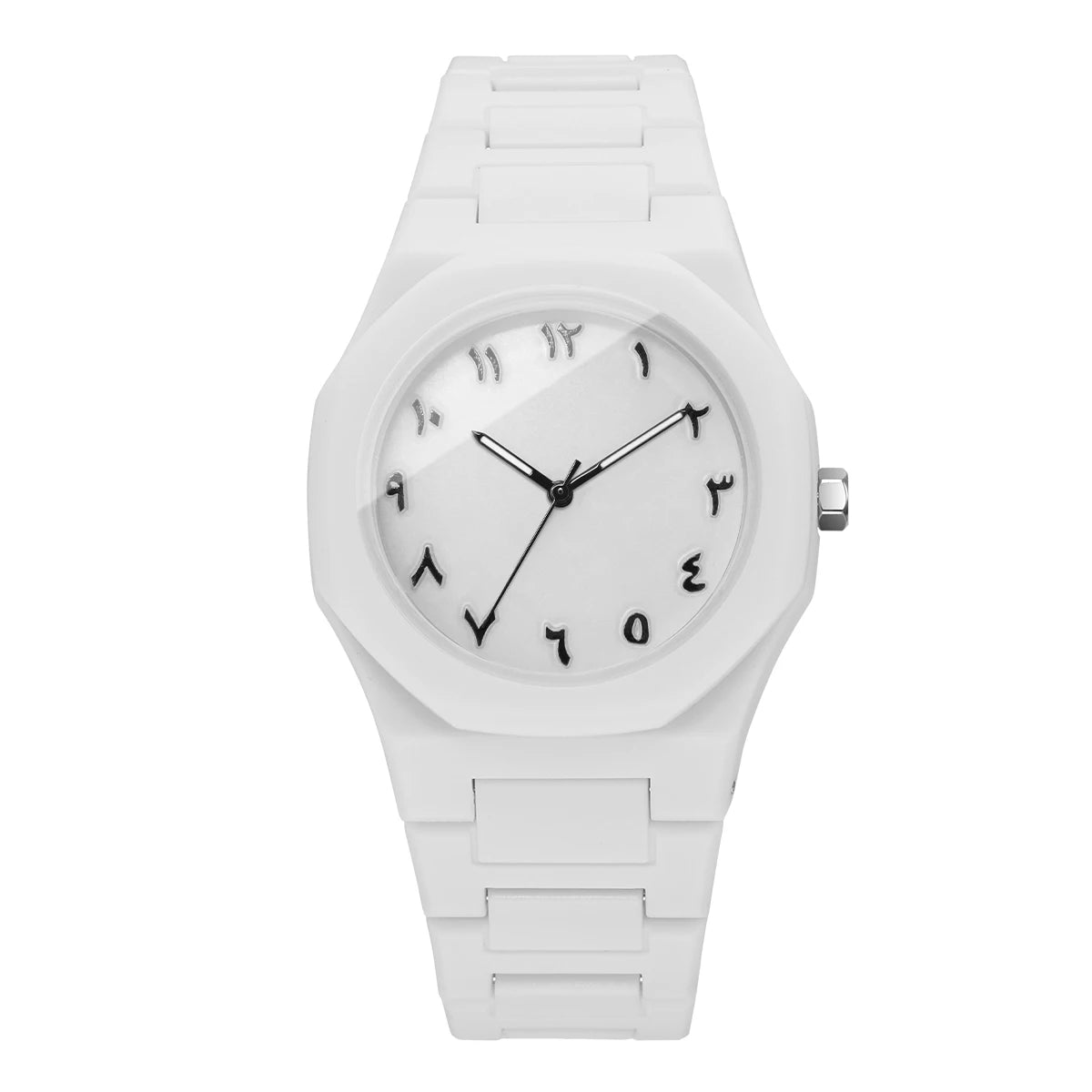ساعة كوارتز نسائية أنيقة بحزام بلاستيكي، ساعة نسائية كاجوال، ساعة للبنات، هدية (بدون علبة)