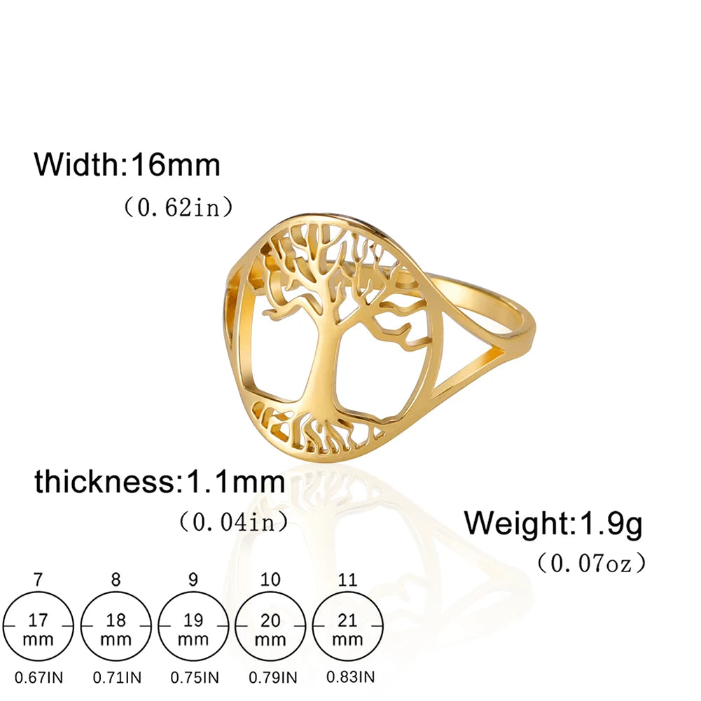 خاتم لاكتون بتصميم شجرة الحياة، مصنوع من الفولاذ المقاوم للصدأ، بلون فضي، مناسب للرجال والنساء، جديد في عالم المجوهرات، هدية مثالية للأزواج في حفلات الزفاف