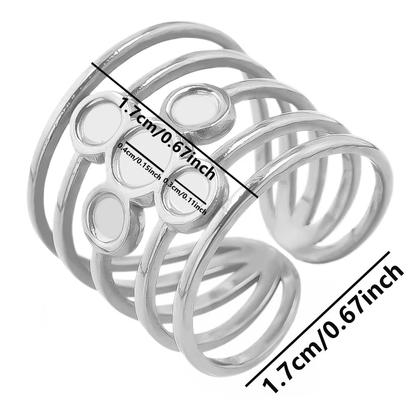 5 قطع/مجموعة خواتم من الفولاذ المقاوم للصدأ، لون ذهبي، قابلة للتعديل، مفتوحة، بتصميم عصري، مجوهرات نسائية أنيقة، لا يتغير لونها