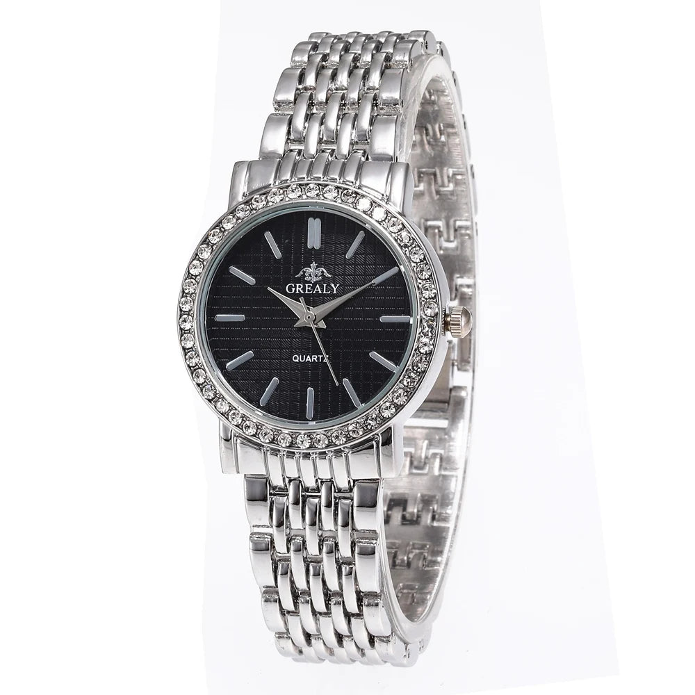 ساعات نسائية عصرية جديدة، ساعات يد أنيقة وبسيطة مرصعة بأحجار الراين، ساعات كوارتز فاخرة للنساء، ساعات ذهبية نسائية، ساعات ريلوجيو فيمينينو