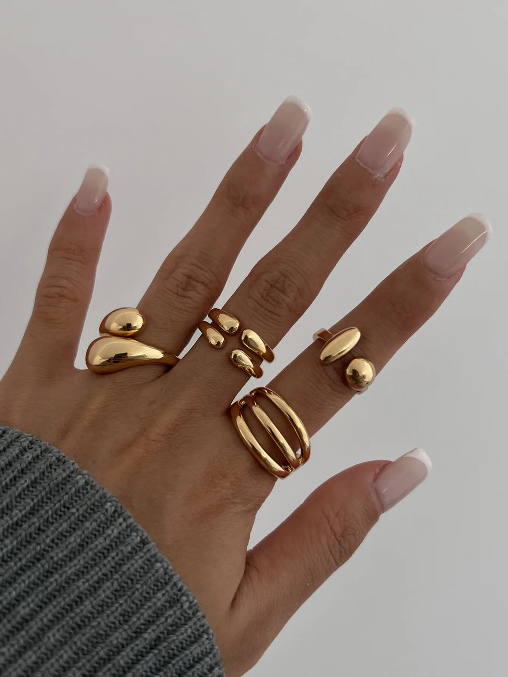 DIEZI 4pcs/set New Hip Hop Metal Finger Rings For Women Girls Men Punk Gold Silver Color Geometric Knuckle Joint Ring Jewelry