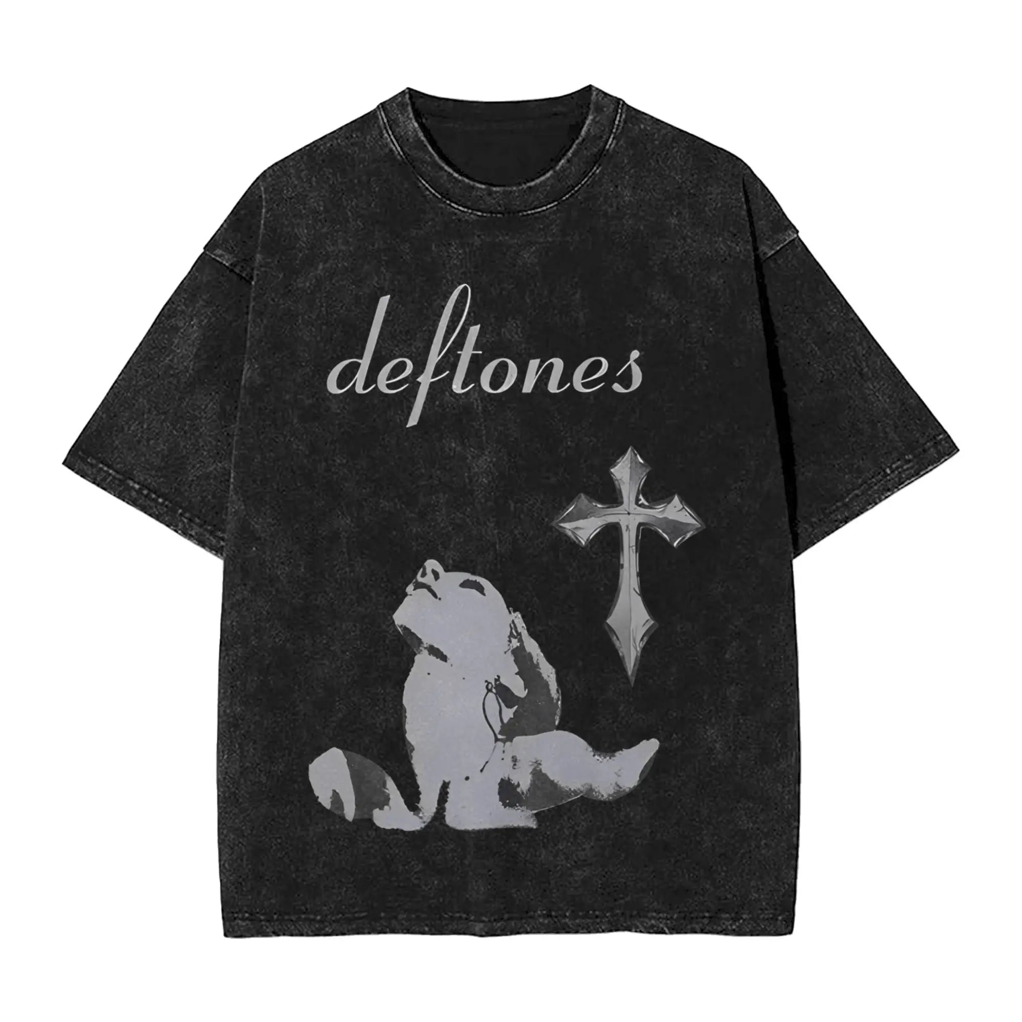 ملابس رجالية جديدة من Ohms White Pony Deftones Rock Band مغسولة بأكمام قصيرة ورقبة مستديرة Y2K ملابس رجالية Camisetas