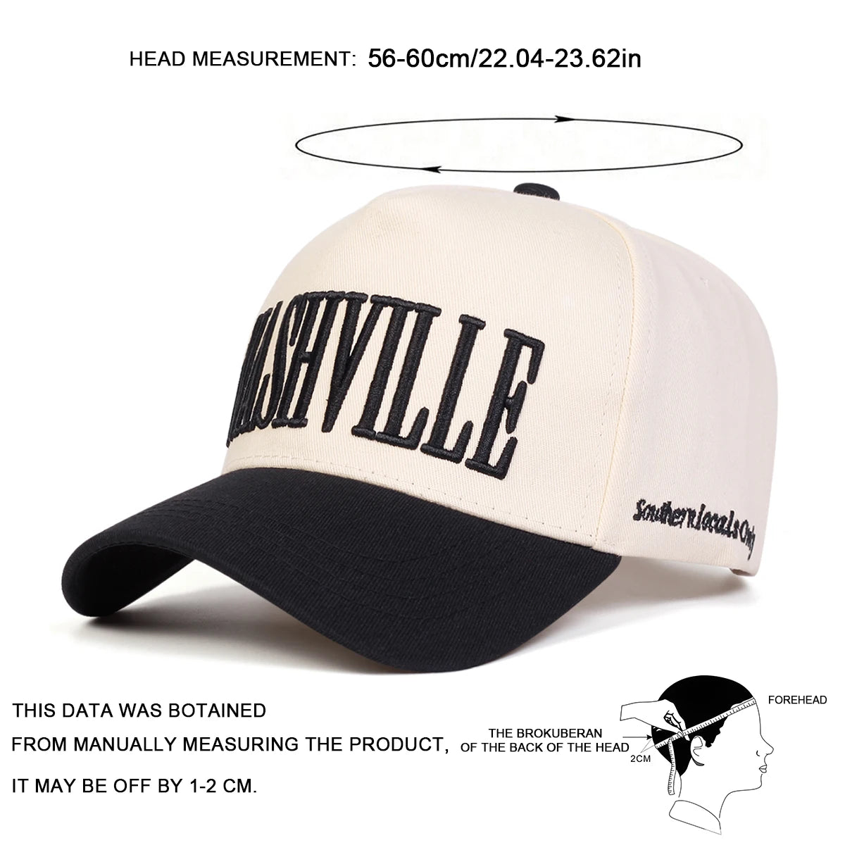 قبعات بيسبول للجنسين من ناشفيل مطرزة بأحرف الربيع والخريف قبعات خارجية قابلة للتعديل وقبعات واقية من الشمس وقبعة رياضية