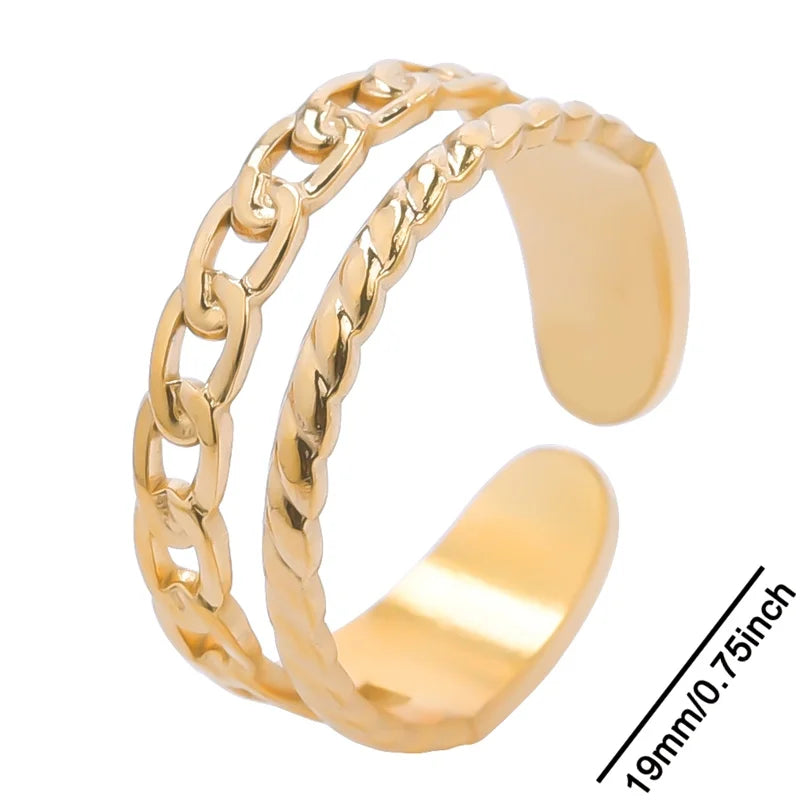 خواتم أنيقة مطلية بالذهب من الفولاذ المقاوم للصدأ، 6 قطع/مجموعة، بتصميمات زهور ونجوم وأوراق شجر وحب وثعبان، خواتم مجردة، مجوهرات نسائية بالجملة