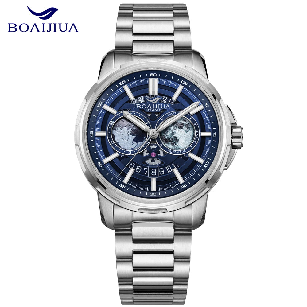 ساعة BOAIJIUA الميكانيكية الأوتوماتيكية ساعة Creative Starry Sky مقاومة للماء حتى عمق 50 مترًا 8217 ساعات ميكانيكية هدية عيد ميلاد للرجال