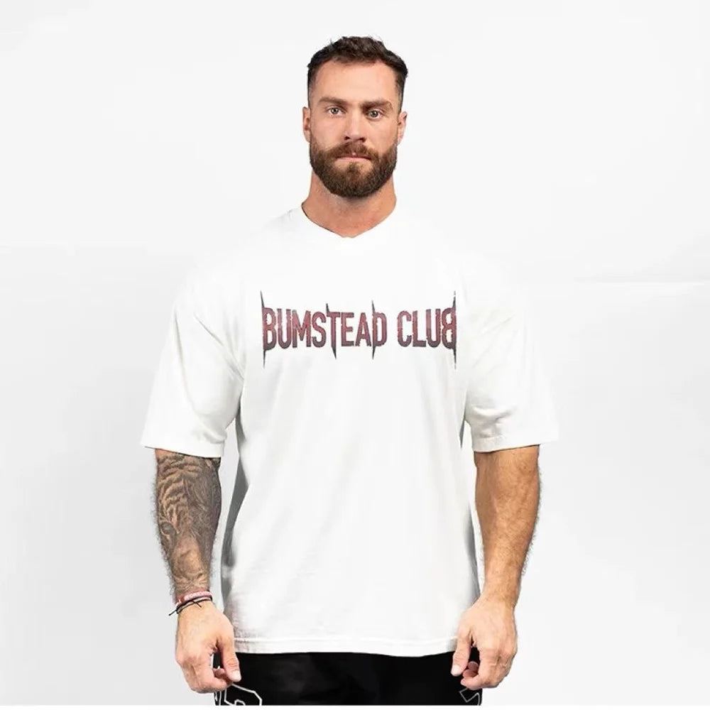 تيشيرت جديد لكمال الأجسام للرجال، تيشيرت قطني تحفيزي للتمارين الرياضية، تيشيرت رياضي لبناء العضلات، ملابس رياضية فضفاضة مريحة.