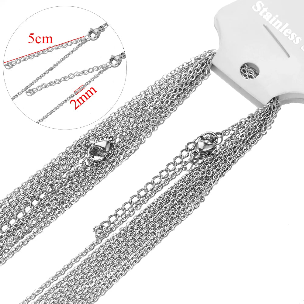 10 قطع 45 + 5 سم سلاسل وصلات من الفولاذ المقاوم للصدأ باللون الذهبي بكميات كبيرة قلادات مجوهرات عصرية سلاسل قابلة للتعديل بالجملة قلادات DIY