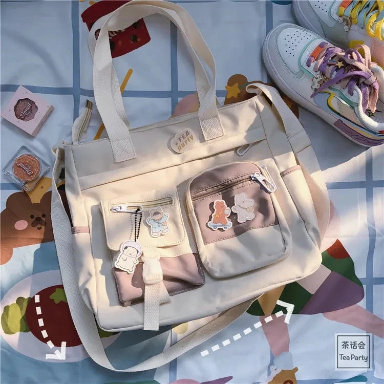 حقيبة يد نسائية من القماش النايلون المقاوم للماء، حقيبة كتف، حقيبة رسول يابانية، حقيبة كروس مدرسية للطالبات، حقيبة كتف للبنات