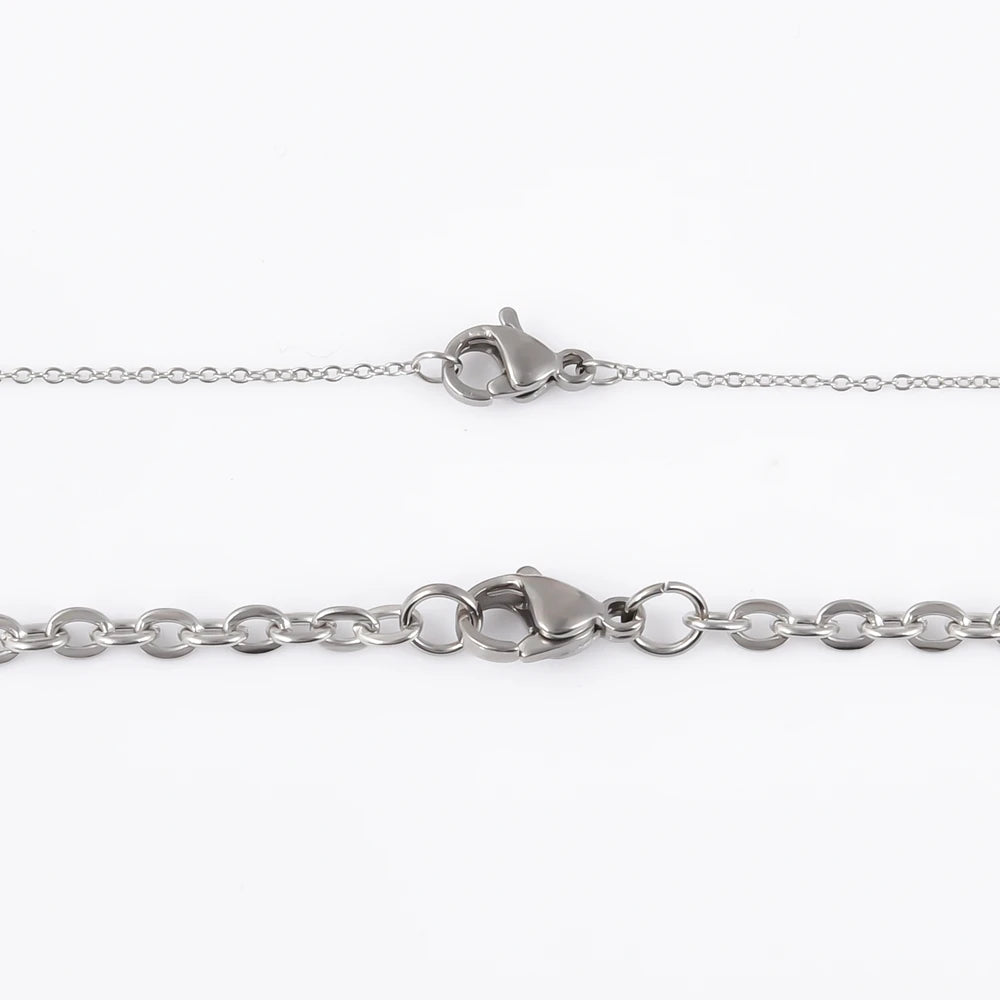 عرض 1.2/1.5/2/2.5/3 مم سلسلة رولو من الفولاذ المقاوم للصدأ قلادات متقاطعة للنساء والرجال إكسسوارات مجوهرات بسيطة على الرقبة