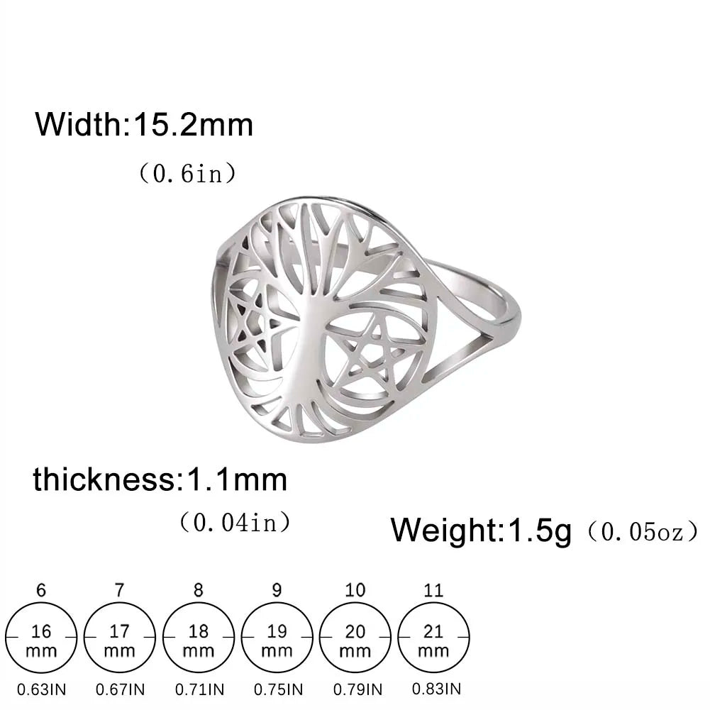 خاتم لاكتون بتصميم شجرة الحياة، مصنوع من الفولاذ المقاوم للصدأ، بلون فضي، مناسب للرجال والنساء، جديد في عالم المجوهرات، هدية مثالية للأزواج في حفلات الزفاف