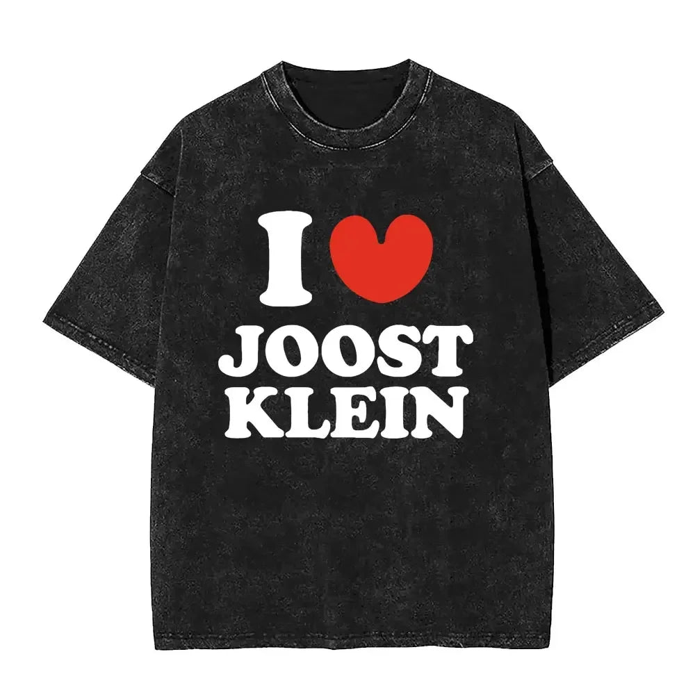 تي شيرت رجالي صيفي 2025 مطبوع عليه شعار جوست كلاين بتصميم ريترو مغسول، تي شيرت يوروبا، تي شيرت رجالي كاجوال من القطن الخالص بتصميم هيب هوب، مقاس كبير