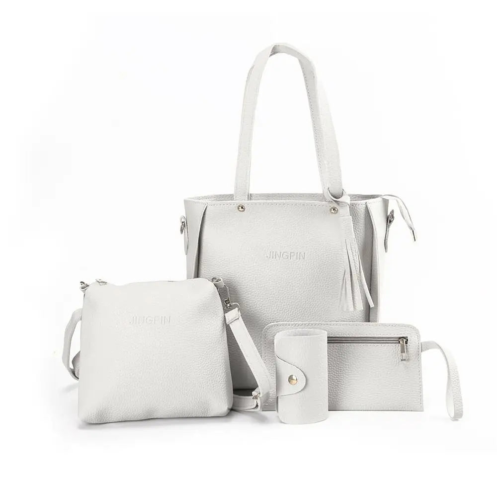 مجموعة من 4 حقائب كروس بودي نسائية، حقائب كتف جلدية منقوشة، حقائب يد نسائية من الجلد الصناعي