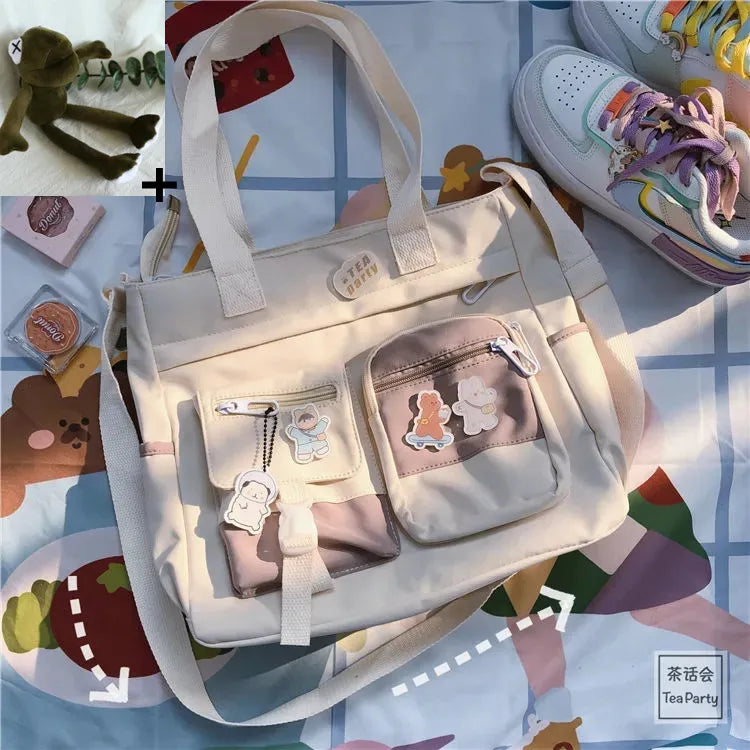 حقيبة يد نسائية من القماش النايلون المقاوم للماء، حقيبة كتف، حقيبة رسول يابانية، حقيبة كروس مدرسية للطالبات، حقيبة كتف للبنات