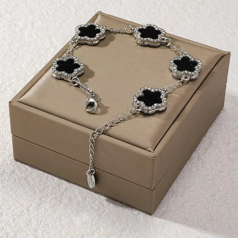 سوار متعدد الألوان على شكل زهرة مرصع بأحجار الزركون المكعبة اللامعة، سلسلة قابلة للتعديل، تصميم بسيط وأنيق.