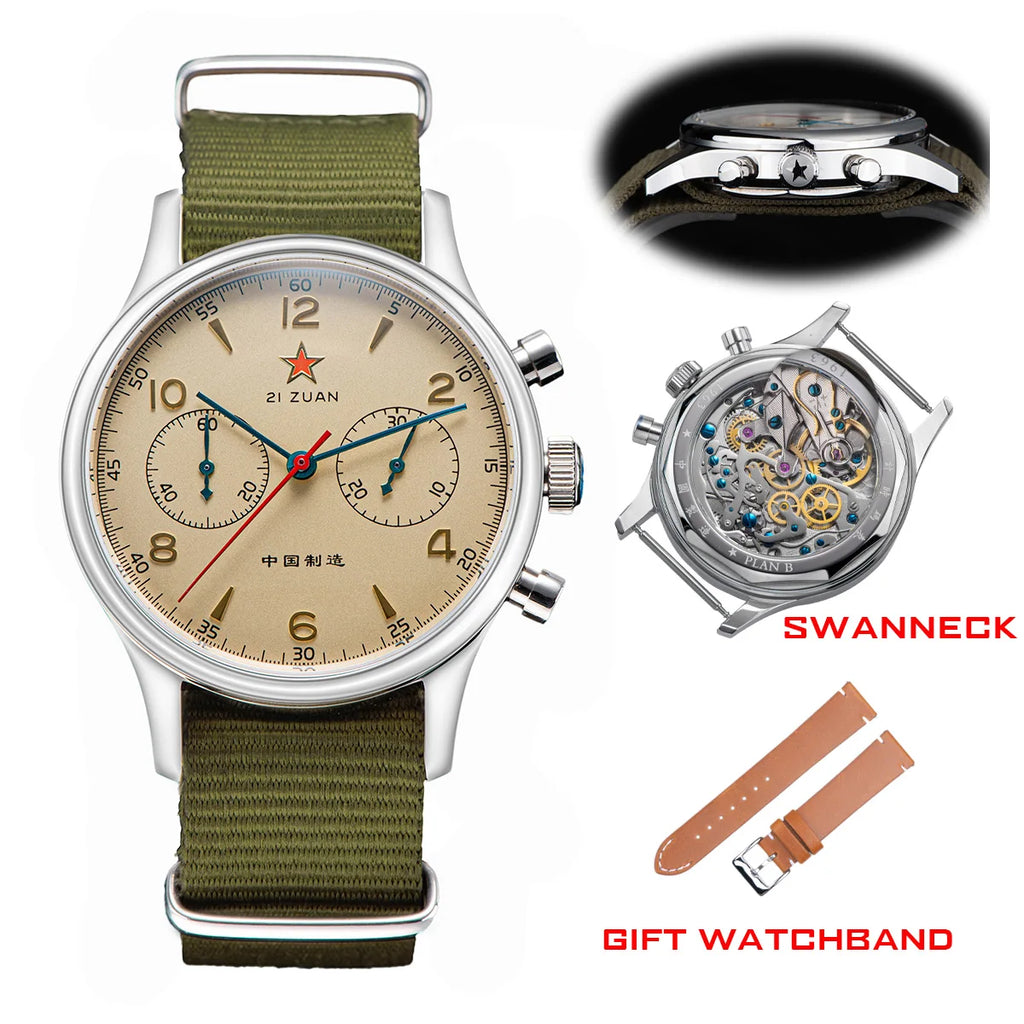 ساعة يد رجالية 38 مم 1963 Polit كرونوغراف ST1901 ميكانيكية أصلية Air Force 40 مم أكريليك Reloj Homber Tianjin Movement