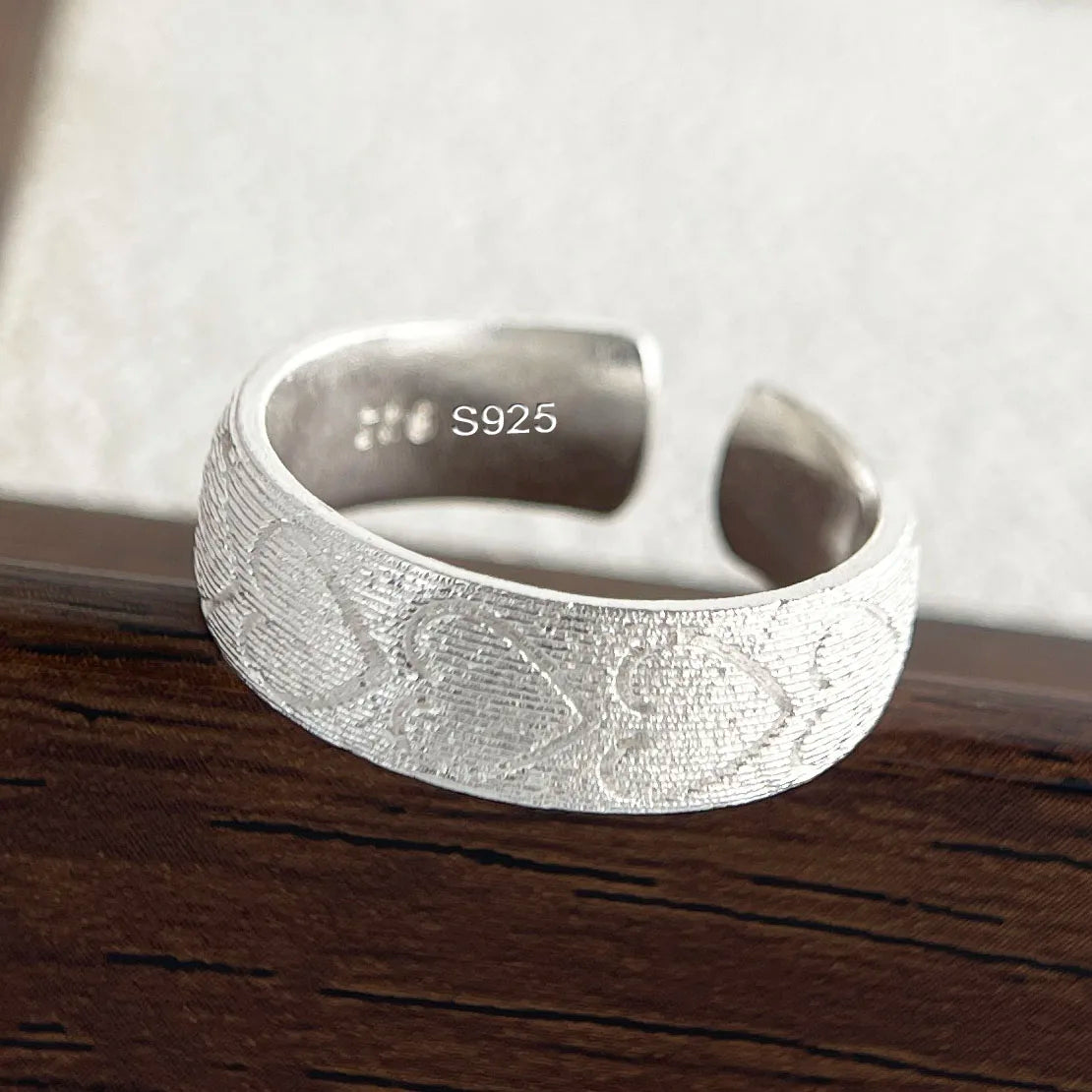 خواتم من الفضة الإسترليني عيار 925 للنساء والأزواج، بتصميم بسيط مصنوع يدويًا، مزينة بالزهور والأقواس والقلوب، هدية مجوهرات فاخرة، مضادة للحساسية.