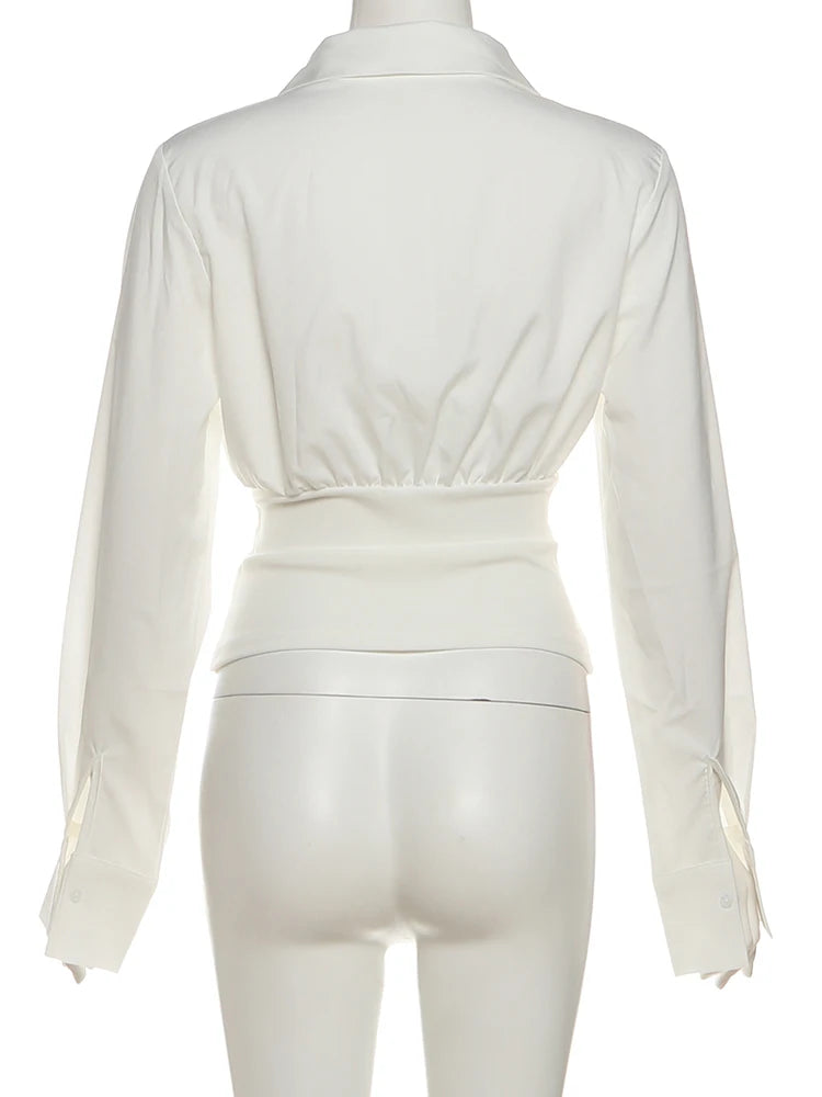 بلوزة Nibber Lapel للنساء ذات صدر واحد وأكمام طويلة ونمط مكتب سادة كاجوال كلاسيكي بسيط نحيف موضة الخريف قمم أنيقة